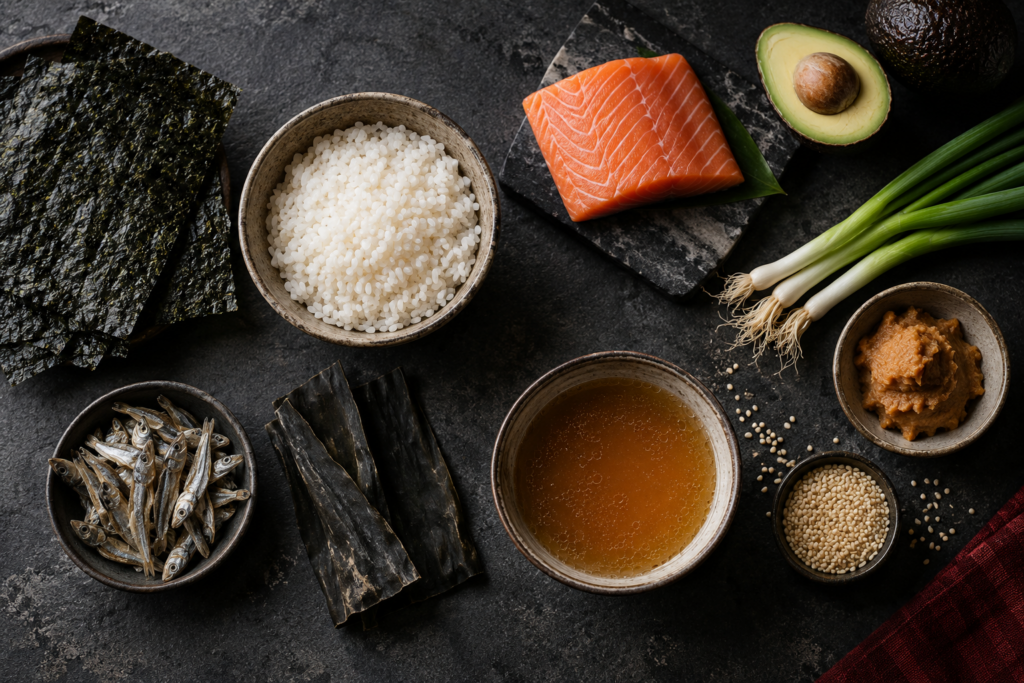 Ingrédients sélectionnés pour la cuisine Ramen Toi